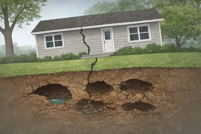 Sinking house soil stabilization