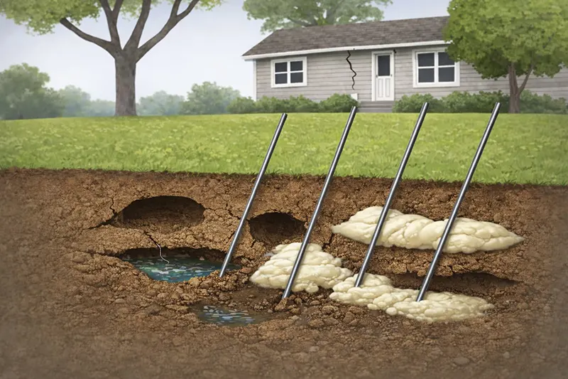 Soil stabillization and deep injection poly foam void filling